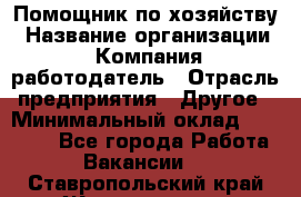 Помощник по хозяйству › Название организации ­ Компания-работодатель › Отрасль предприятия ­ Другое › Минимальный оклад ­ 30 000 - Все города Работа » Вакансии   . Ставропольский край,Железноводск г.